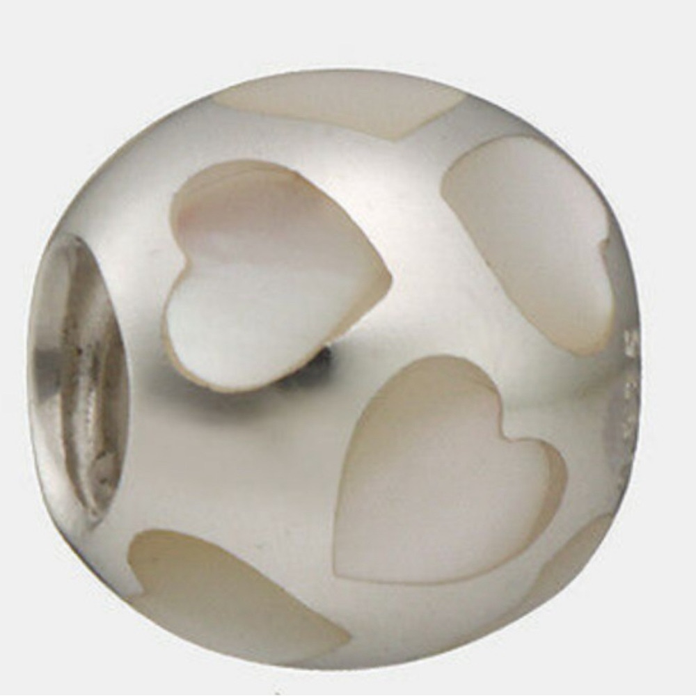 Pandora white mother of pearl hearts charm